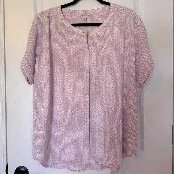 L.L. Bean Tops - L.L. Bean Women’s 100% Organic Cotton Purple Short Sleeve Button Down XL Shirt